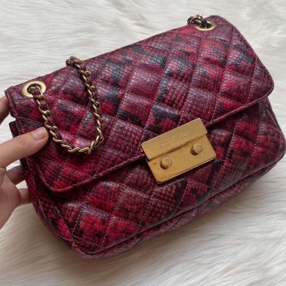 Michael Kors Pink Python Embossed Leather Sloan S… - image 4